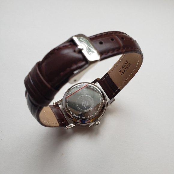 TFX by Bulova Ladies Casual Watch Silver Face Brown Adjustable Leather Strap NEW - Picture 2 of 4